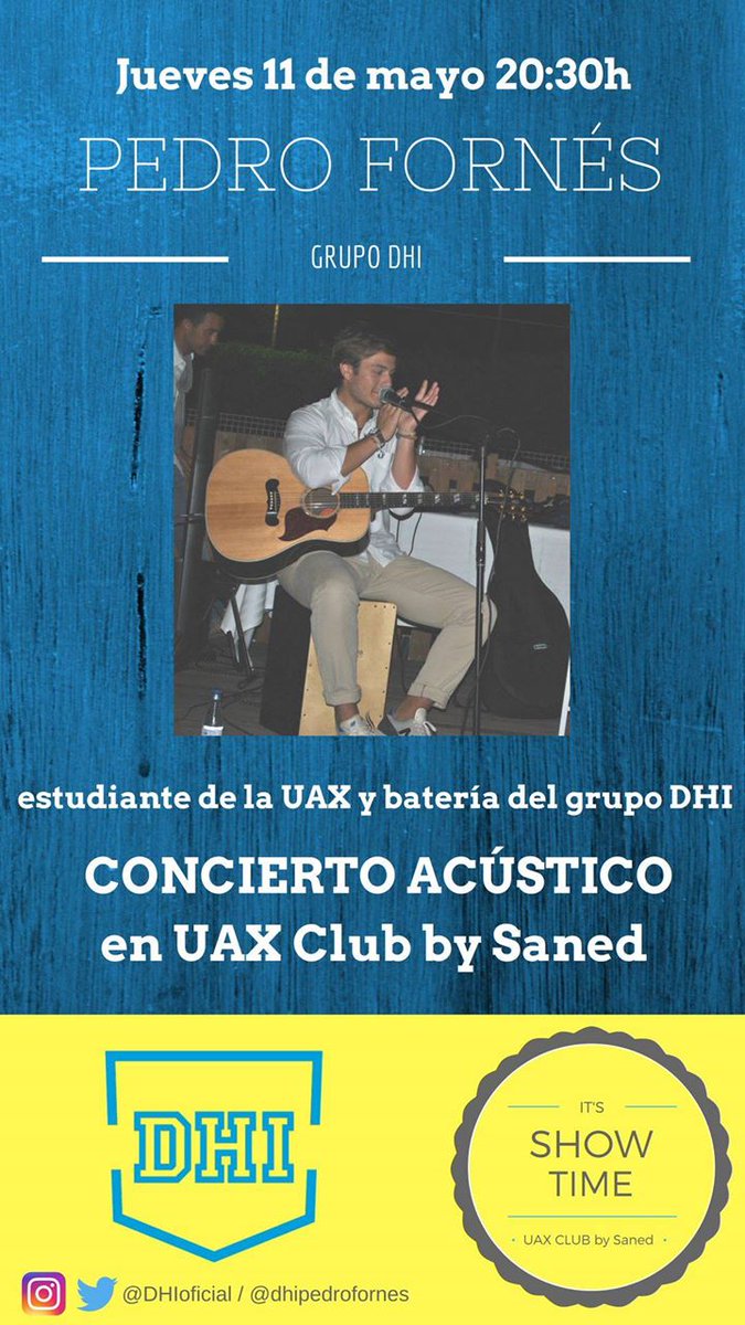 ¿Se te ocurre algo mejor para esta tarde que ir a #UAX Club y escuchar un concierto en acústico de uno de tus compañeros? @DHI_PedroFornes