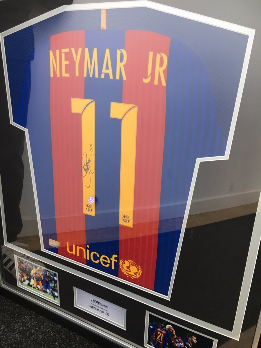 Neymar Jr. Autographed Framed Barcelona Jersey