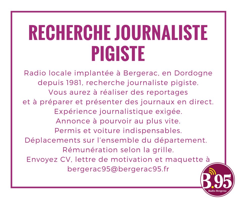 happyradiofr's tweet photo. @CDDJournaliste Radio locale Dordogne recherche journaliste pigiste https://t.co/otRcMPJNpe