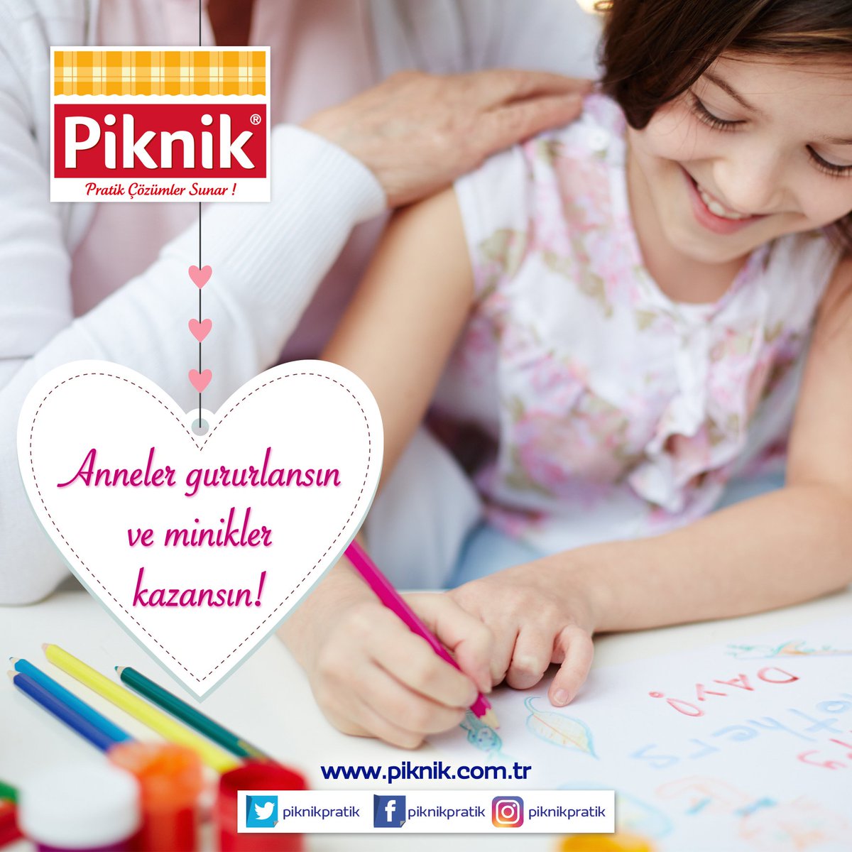 Anneler gururlansın ve minikler kazansın! Resim yarışmamızın detayları <a href="/PiknikPratik/">Piknik</a> Facebook sayfamızda #annelergunu