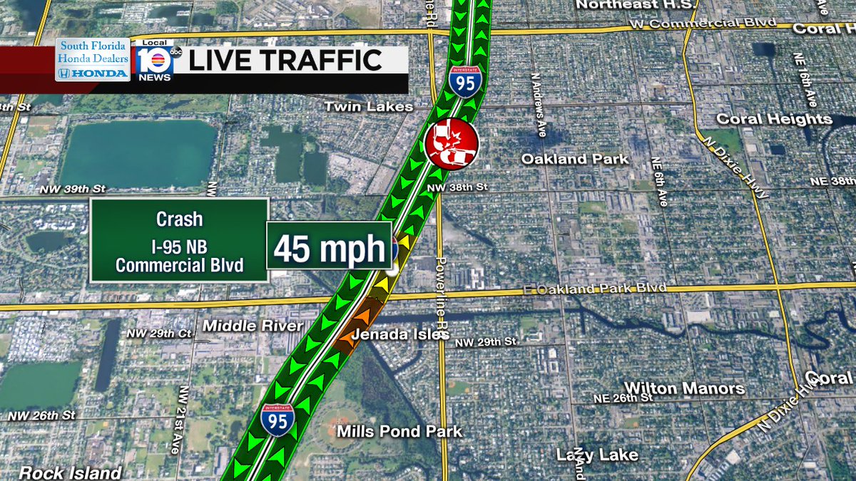 Crash on I-95 NB approaching Commercial Blvd #traffic https://t.co/E81L1q46V9