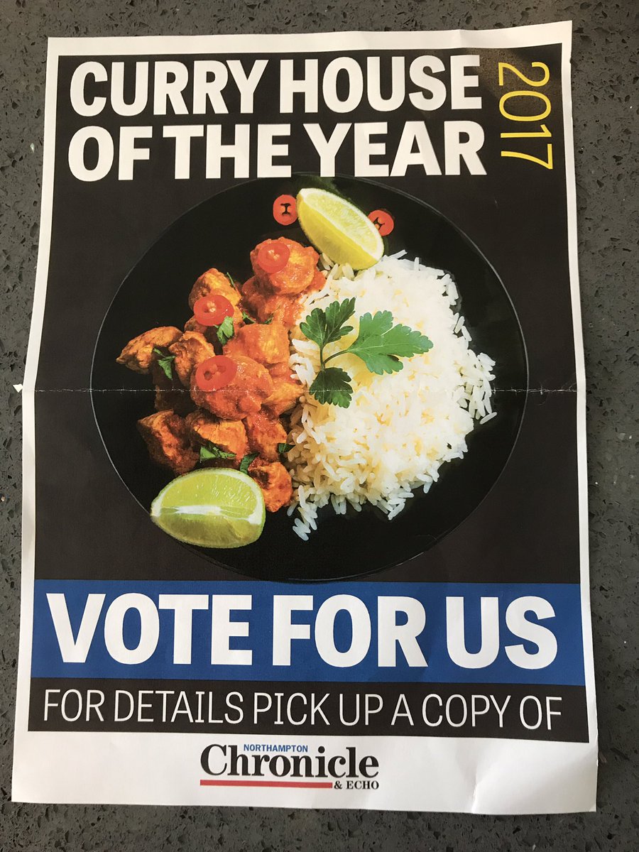 Don't miss next week's @ChronandEcho to find out how you can vote for us to be crowned Northampton's Curry House of the Year. #VoteSaffron