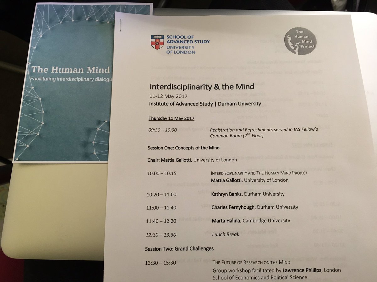 HumanMindDebate's tweet photo. Very excited to have 3 excellent speakers this morning opening #InterdisciplinaryMind @DurhamIAS! https://t.co/Zszwli2xPV