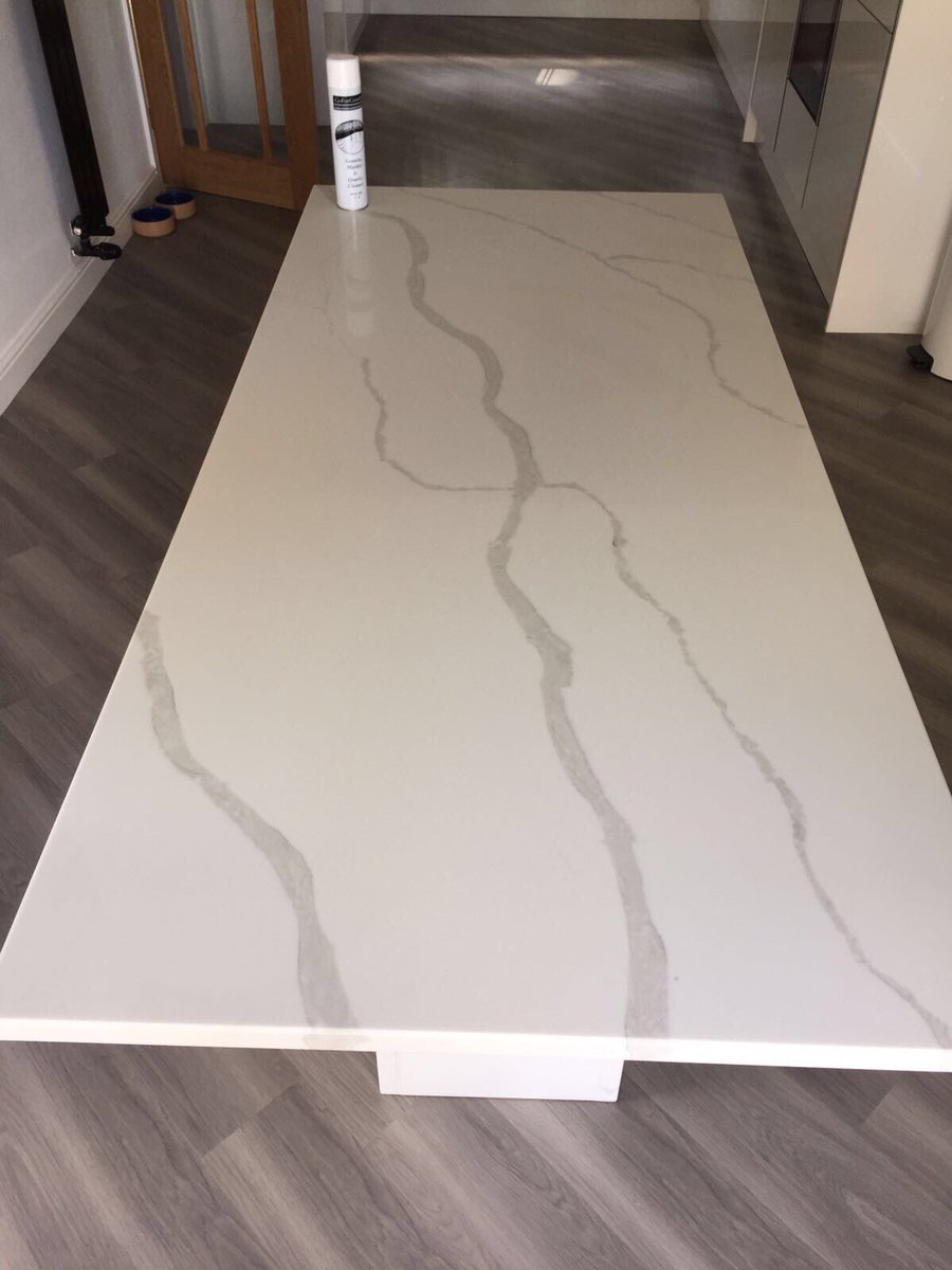 Go_For_Granite's tweet photo. A bespoke dining table. Stunning 30mm Statuario Venato. A very happy customer indeed! #silkstone #thomasgroup #quartz #bespoke https://t.co/M88DYncqWD
