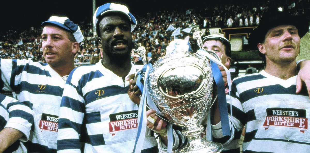 HXCourier's tweet photo. Ahead of @Halifax_RLFC's Challenge Cup tie we look back to when they lifted the trophy 30 years ago https://t.co/viIulwE16P https://t.co/RPnRwLDt3G