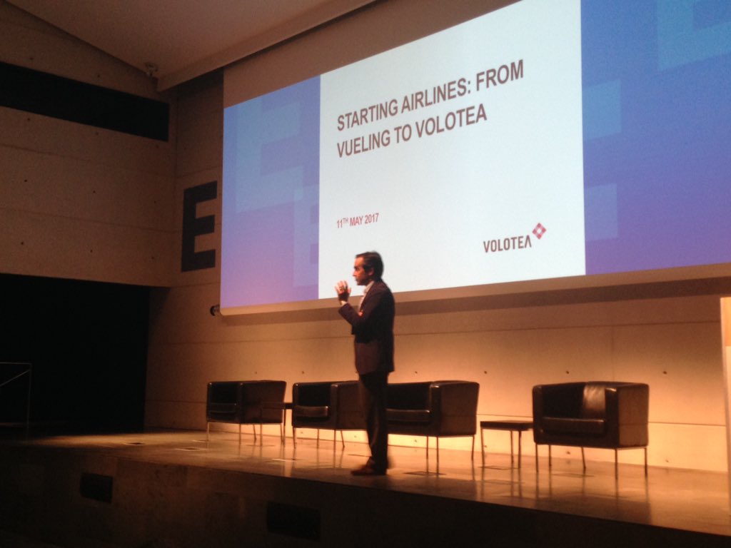ScaleUpBCN's tweet photo. "From Vueling to Volotea" --#CarlosMuñoz shares some seriously valuable insights on starting airlines at #ScaleUpSummitBCN https://t.co/3znin010JH