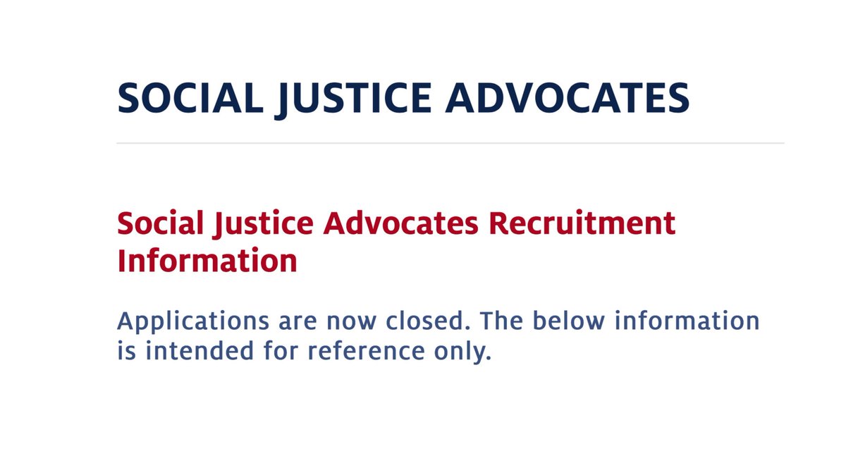 SOCIAL JUSTICE ADVOCATES

Social Justice Advocates Recruitment Information
Applications are now closed. The below information is intended for reference only.
