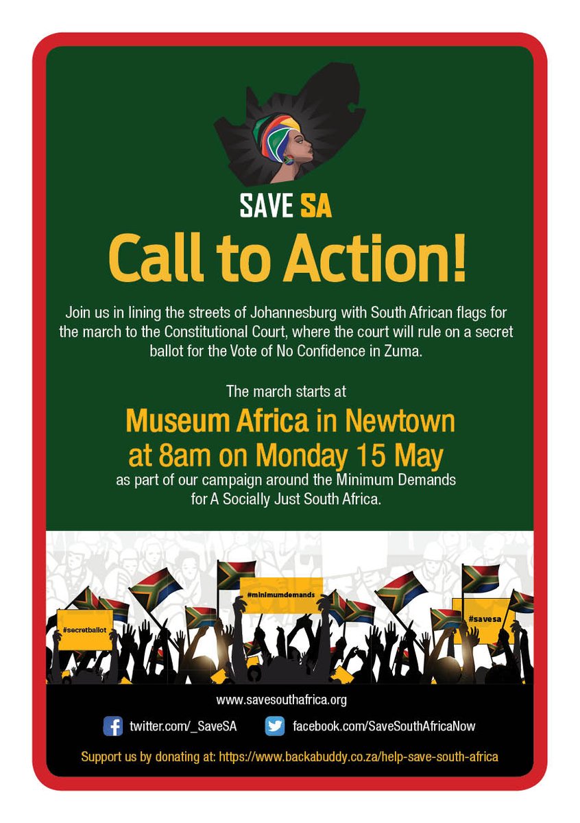 _SaveSA's tweet photo. Get ready to roll, we're marching!
#savesa #minimumdemands #secretballot https://t.co/PD1kWSEWlh