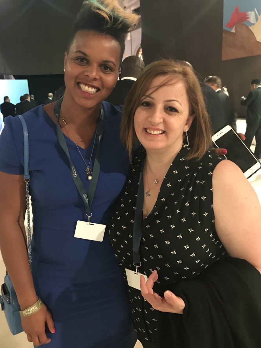 moyadodd's tweet photo. Running into #FLDP graduates at the #FIFA Congress ... @karinaleblanc and Rania T 😍 https://t.co/FGmDwoCSZM