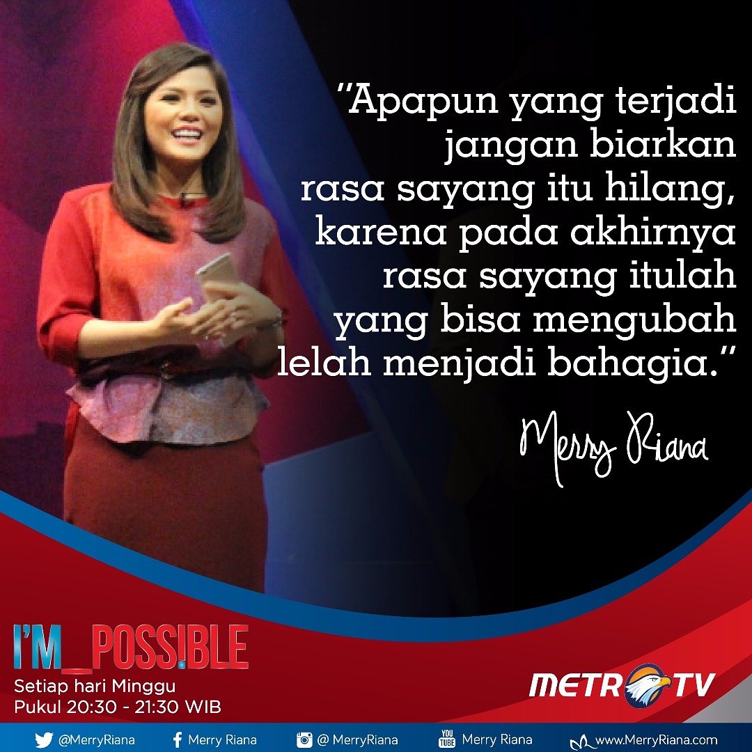 MerryRiana's tweet photo. Saksikan @possiblemetrotv, setiap hari Minggu pkl 20.30-21.30 di @Metro_TV https://t.co/16k11SlECL