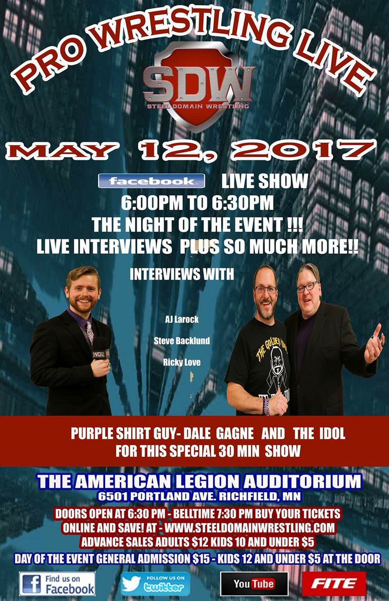 Tomorrow night <a href="/OfficialSDW/">SteelDomainWrestling</a> <a href="/tecate/">Tecate</a> @FiteTV <a href="/TheeAaronCorbin/">Aaron Corbin</a> @StallionBMF <a href="/12GAUGER/">Ian Gauger</a> <a href="/rickylovethe/">Ricky Love</a> <a href="/Duck2takeCooter/">Cooter Bocphus</a> @BenMcCoy825 <a href="/fyerke/">Fred Yerke</a>