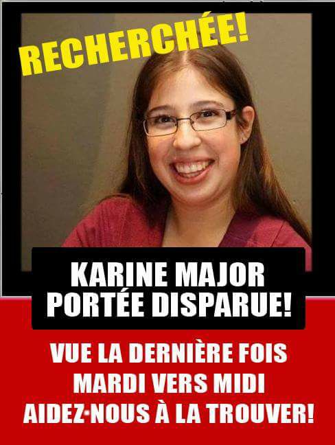 monicneron's tweet photo. Ouvrez l'œil pour Karine Major, jeune chimiste de 26 ans disparue depuis 48h. Sa famille appelle à l'aide @PQFSL https://t.co/voHWJKdpT5 https://t.co/6dlZbTPnBl