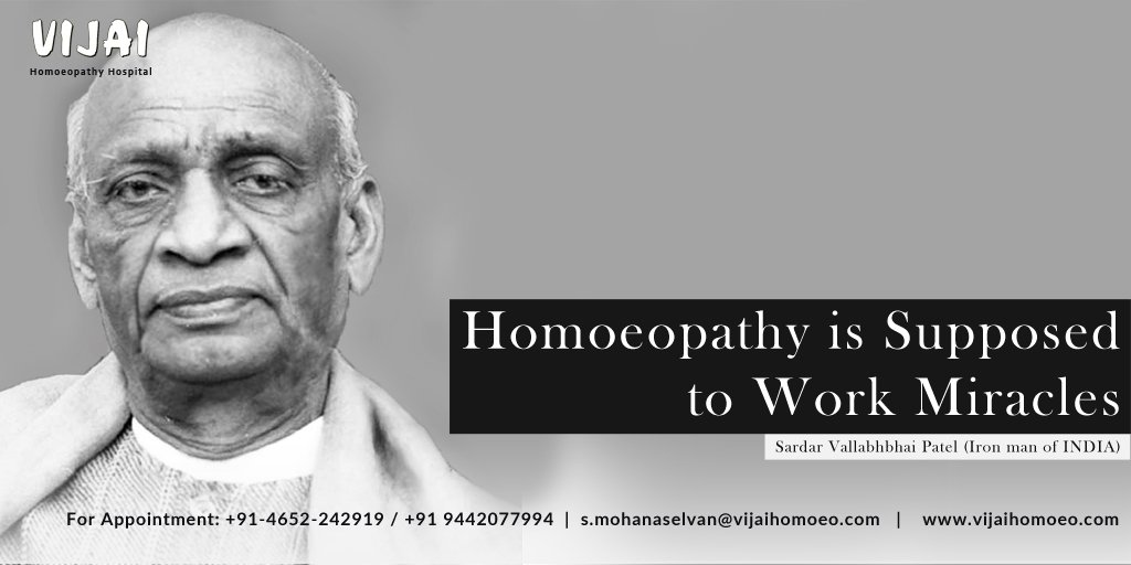 Vijai_Homoeo's tweet photo. #Homoeopathy is #supposed to #work #miracles
- Sardar Vallabhbhai Patel 
#Mumbai #Nagercoil #Bangalore
For Appointments +919442077994 https://t.co/QgTNA7CbYW