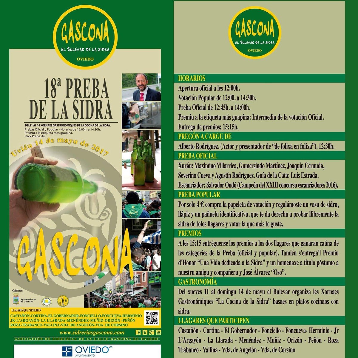 Este domingo nos vemos en la 18ª Preba de la Sidra en <a href="/gascona/">elbulevardelasidra</a> 
#sidratrabanco #sidra #oviedo #quecorralasidra