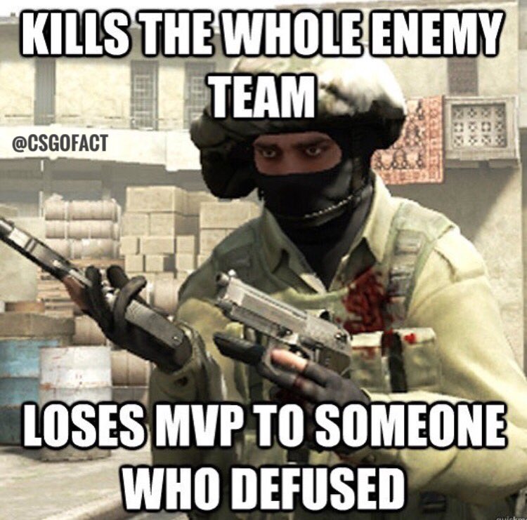 FACTCSGO's tweet photo. ๐ฉ๐ฉ tag your friend who always defuse and get your MVP #csgofact #csgo #cs #amzing #meme #enemy #defuse #bomb #mvp https://t.co/jJzlJud5y9