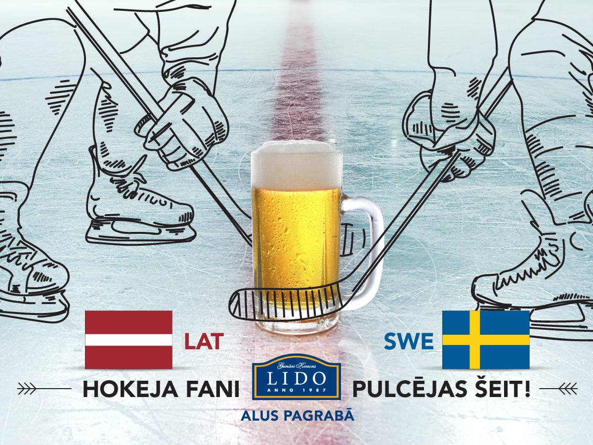 🇱🇻️Šovakar aicinām skatīties spēles tiešraidi Latvija-Zviedrija uz lielā ekrāna pie mums, LIDO Atpūtas centrā! Spēles sākums plkst. 21.15.🏒😊