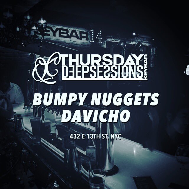 DJAttilaDaHun's tweet photo. Check out Bumpy Nuggets and Davicho tonight at the Keybar for their Thursday DeepSessions! #keybarnyc https://t.co/hxRJPFLOGR