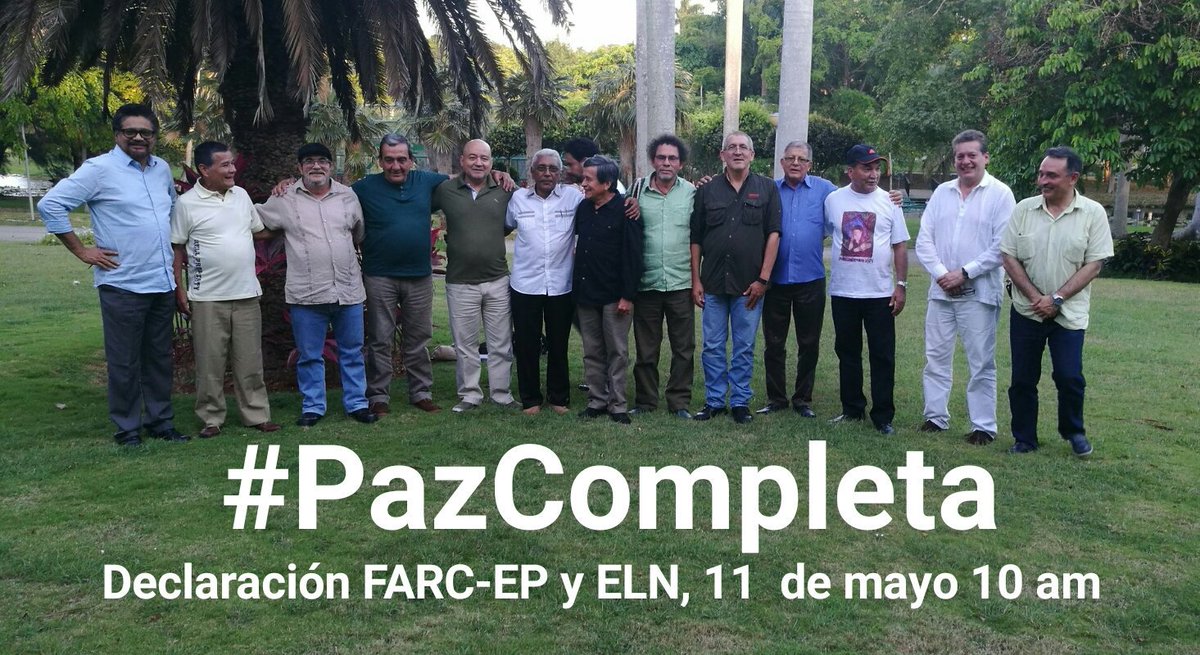 ComunesCoL's tweet photo. #AhoraFARC Hoy a las 10am (Col) @FARC_EPueblo y @ELN_Paz se realizará una declaración pública sobre el encuentro en La Habana. #PazCompleta https://t.co/H3E8pxG8LN