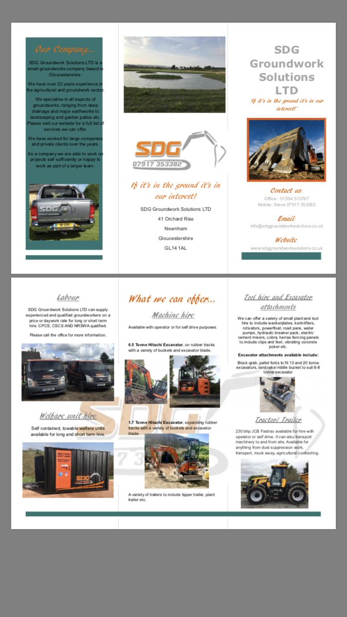 SDGGroundworks's tweet photo. Our new brochure detailing all services SDG has to offer. Get in touch with the office for a copy emailed info@sdggroundworksolutions.co.uk https://t.co/XIgW7NI1wd