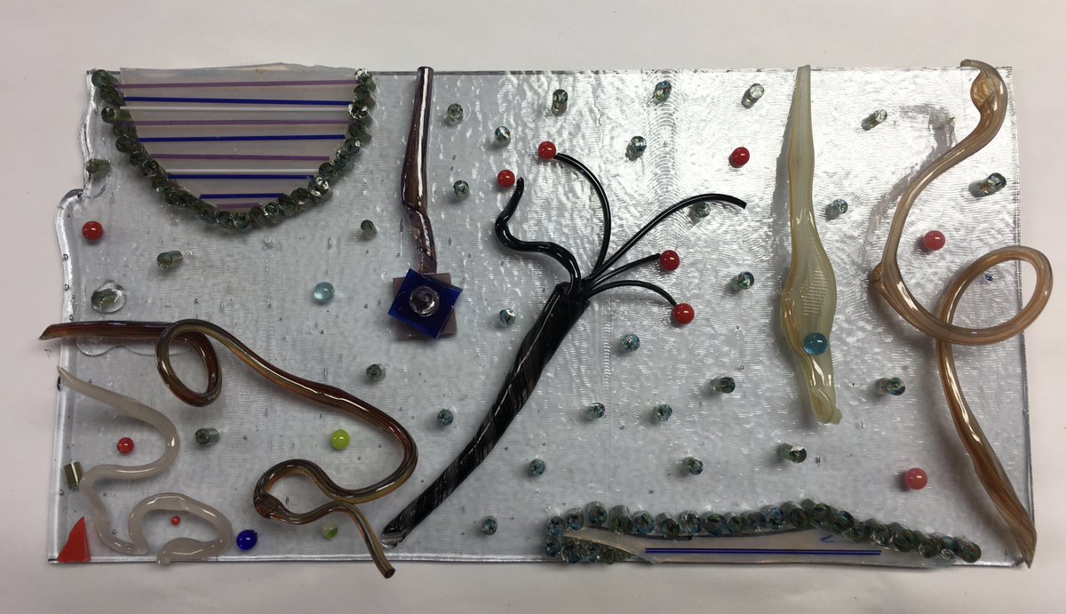 Firing today... a 6" square illusionary woven dish and a 5" x 10" stringer and millefiori dish. SUCH FUN!!