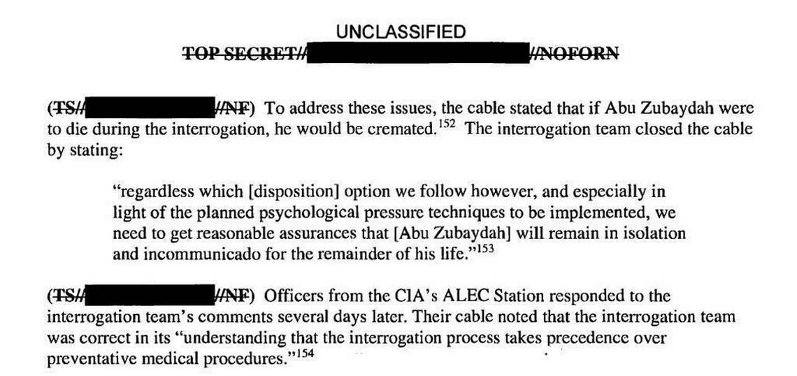wikileaks's tweet photo. CIA torturers demanded guarantee that Abu Zubaydah be kept in isolation until death and then cremated in order to hide their torture of him. https://t.co/ju0HzlT46b