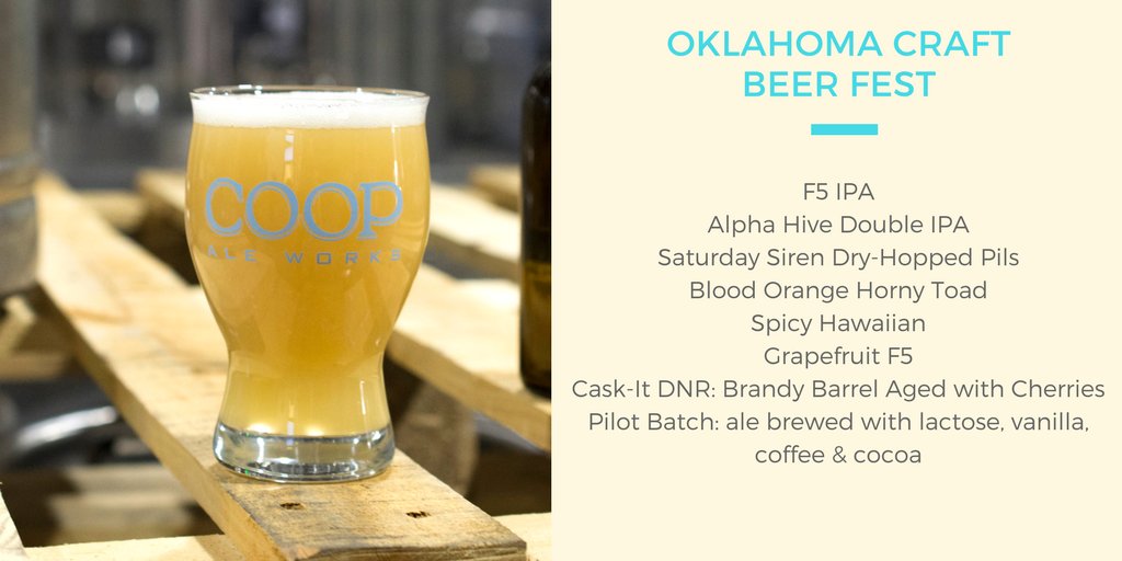 COOPAleWorks (@coopaleworks) on Twitter photo We're all set for <a href="/_OCBF/">OK Craft Beer Fest</a> this weekend! Come try Saturday Siren and some of our special batches. We're all set for <a href="/_OCBF/">OK Craft Beer Fest</a> this weekend! Come try Saturday Siren and some of our special batches.