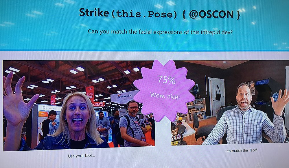 OpenAtMicrosoft's tweet image. DARE YOU to beat @rginn206&apos;s score... Strike (this.Pose) like @shanselman in #OSCON Microsoft booth #OSCON2017