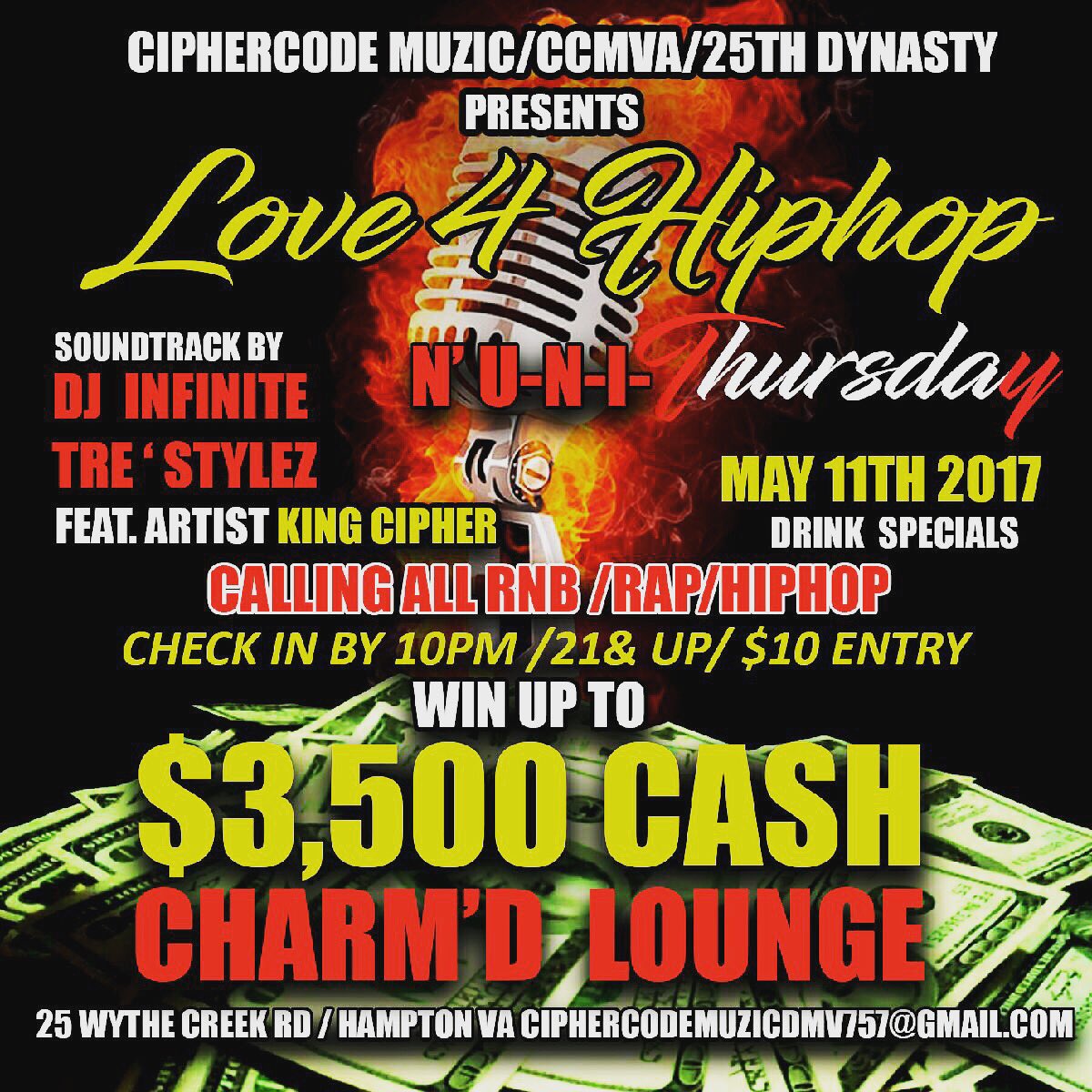kingcipher2017's tweet photo. It's going down tonight!!! Tickets on deck hmu for some advance tickets for tonight's showcase. Someone is walking away with a band!!!!! https://t.co/KOdzIJCqyl