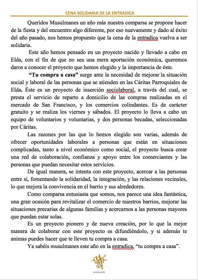 Mañana de 18h a 20:30h os esperamos en Capitanía para apuntaros a la cena de la entradica. ¡Os esperamos a todos! ¡No os lo podéis perder!