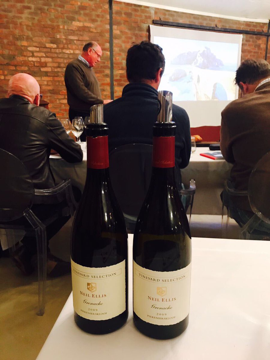 Saronsberg's tweet photo. Neil Ellis discussing #Grenache and tasting the Neil Ellis Grenache Piekenierskloof 2009 #CWGTechTasting https://t.co/JUUkx5Q455
