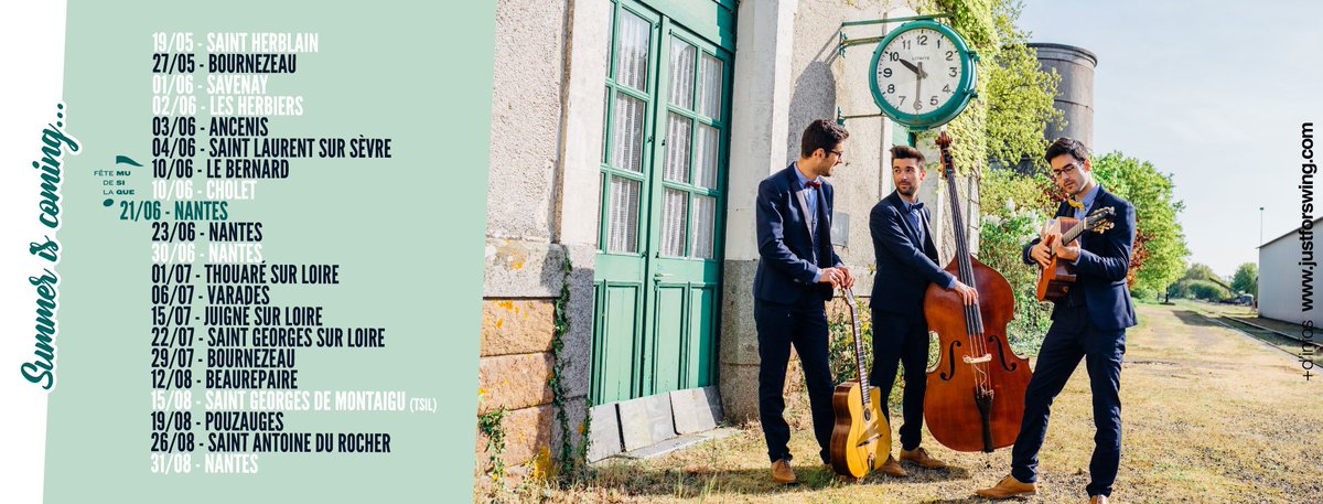 justforswing's tweet photo. Summer is coming !!! Le plein de dates pour @justforswing... sous le soleil😛☀️🎼
+d'infos @ https://t.co/2qCBOBykms https://t.co/sLSGXsuWCd