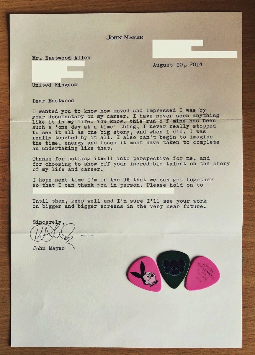 Almost 3 years since I was sent this letter for #JohnMayerDoc.

On my way to see <a href="/JohnMayer/">John Mayer</a> and Co. 🎶🇬🇧

#TheSearchForEverything