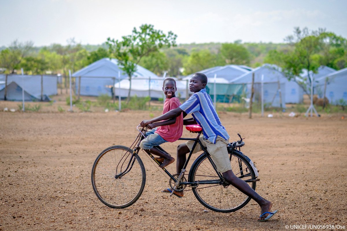 UNICEF's tweet photo. Children from #SouthSudan at a child friendly space in Uganda.

Over 1m children have fled violence, food insecurity and lack of water. https://t.co/QnBFwxr4JL