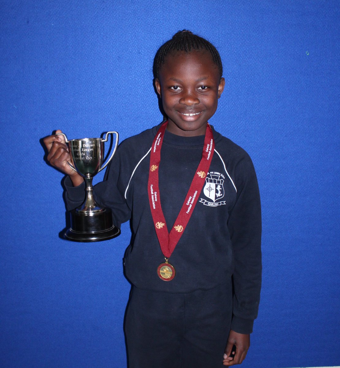 MercyGalway's tweet photo. Congratulations to #MercyPupil Joyce (#Captain) & @MervueUnitedAFC #soccer team for winning the under 12s Premier League 2016/2017 #WellDone https://t.co/Bu5BQ55wJu