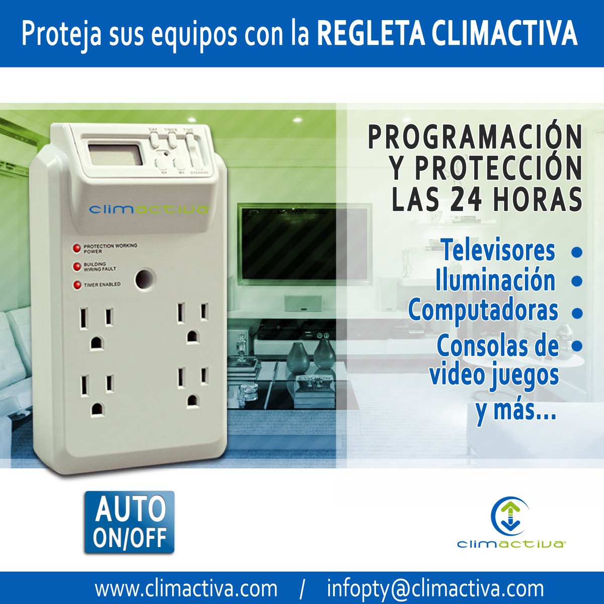 ClimactivaPty's tweet photo. Proteje tus equipos las 24 horas al día con la regleta programable que te ofrece nuestro equipo de #ClimActivaPty contactanos +507-397-3816 https://t.co/ELrDfbn0Q5