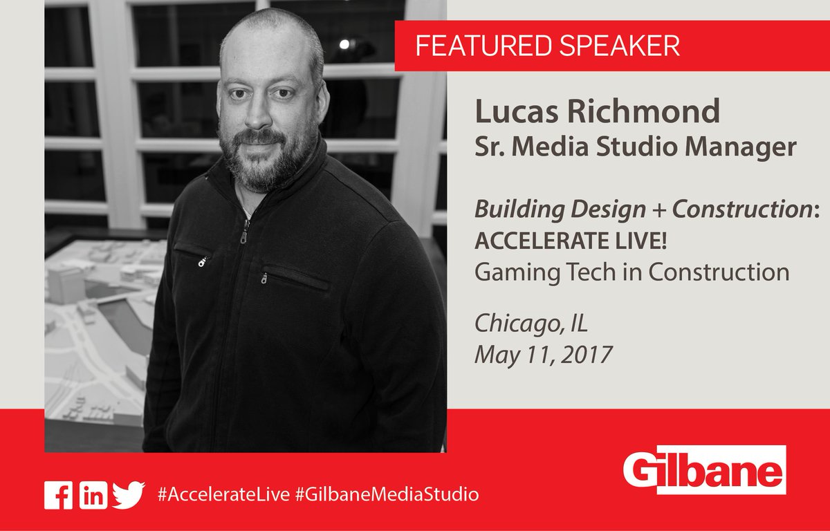 GilbaneChicago's tweet photo. Luke Richmond will be presenting at the @BDCNetwork #Accelerate17 today! Don't miss your chance to learn about gaming tech in construction! https://t.co/95UNB3TjcQ