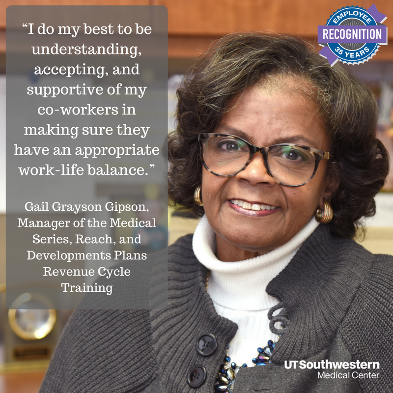 UTSWMedCenter's tweet photo. DYK? Gail Gipson taught HS English for 7 years before joining UTSW in 1981. Meet her: https://t.co/inOgMOOkg4 #EmployeeRecognitionWeek https://t.co/p6pKNHTvmS