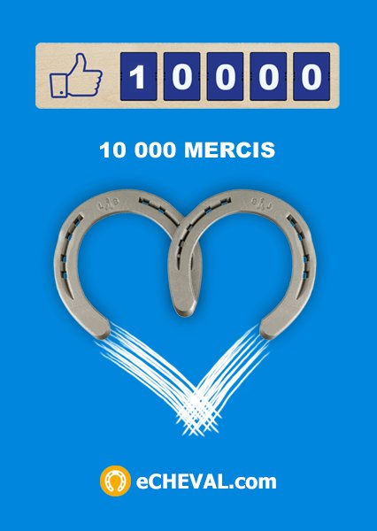 eCHEVALcom's tweet image. Vous êtes maintenant 10 000 à nous suivre sur Facebook ! Un grand merci à tous pour votre soutien ! facebook.com/eCHEVALcom/ #cheval