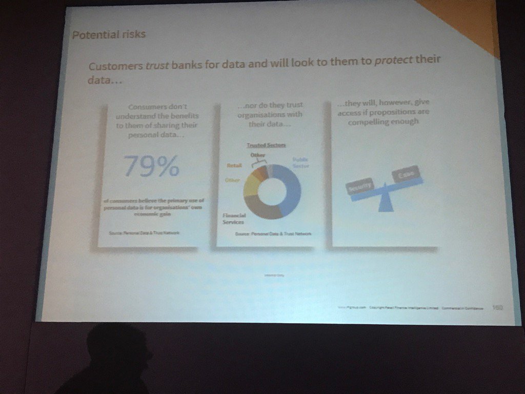 StephenCarville's tweet photo. People trust banks with data but don't understand why they should share but would if valuable #GDBC17 #openbanking https://t.co/7Dat5bnLyu