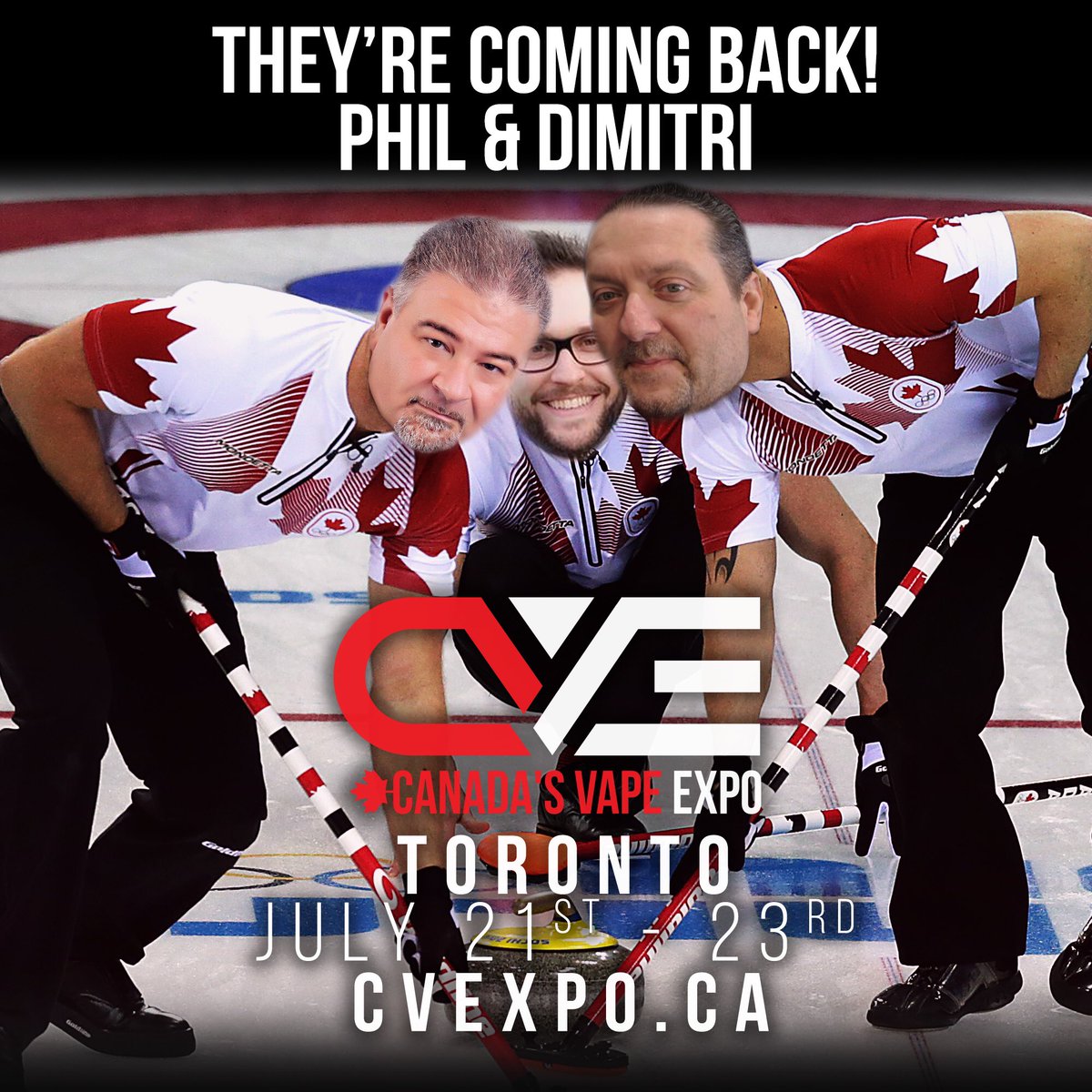 cvexpoca's tweet photo. look who's coming to #CVE Toronto! Phil and @VapinGreek July 21-23rd #thesix https://t.co/Q1C75Vnsz9