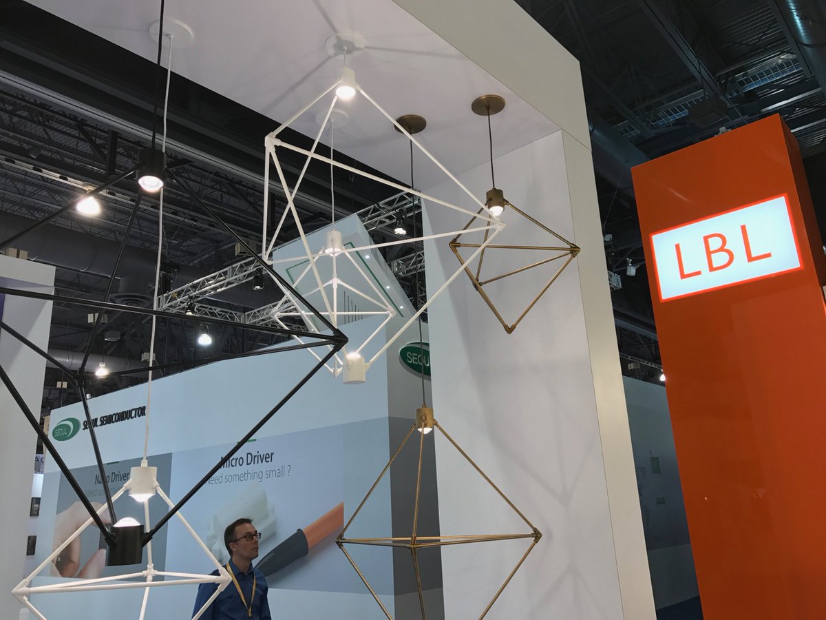 The Candora LED chandeliers have a truly geometric presence at @lightfair . See them today at Booth#3024 #LFI2017