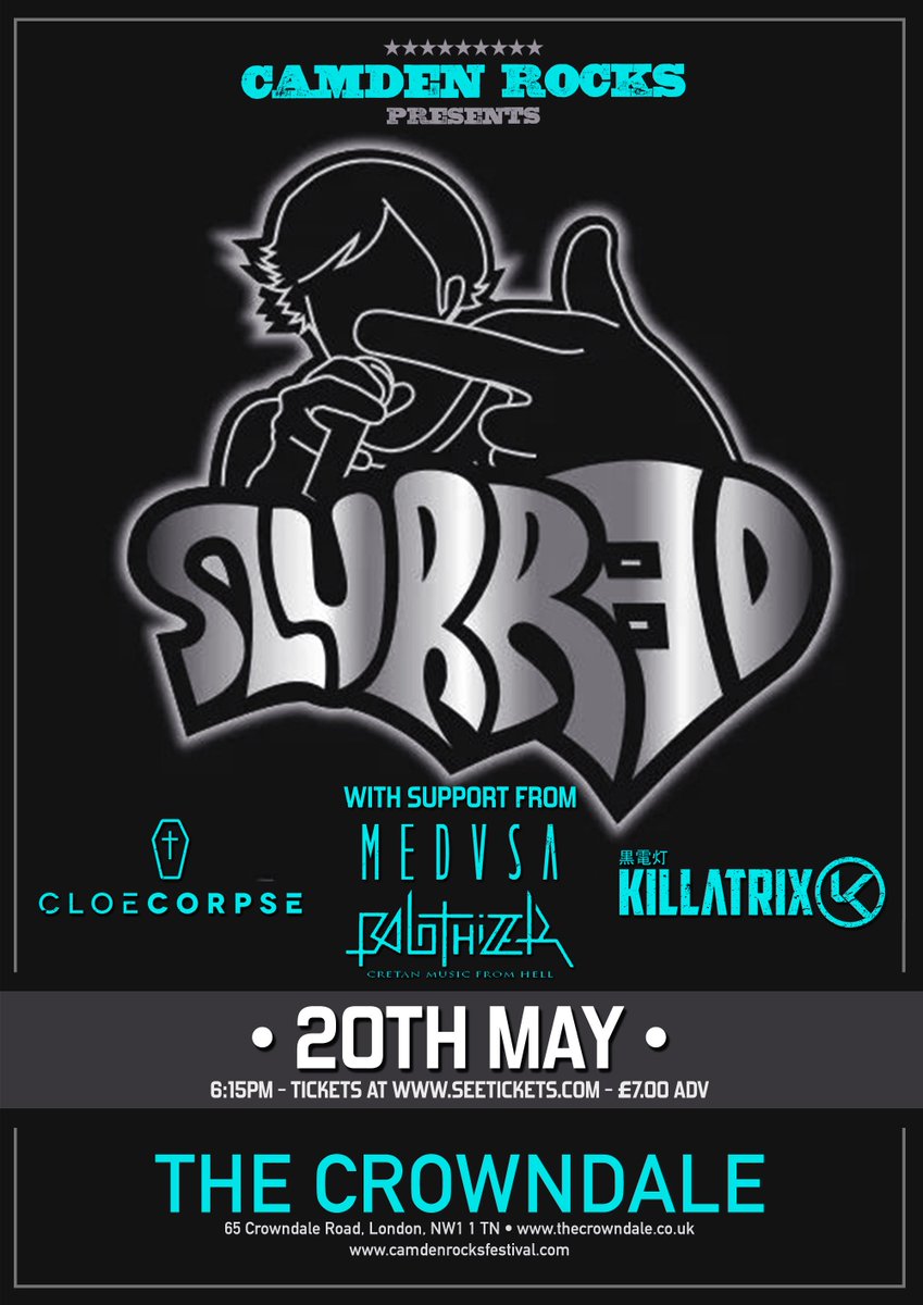 CamdenRocksFest's tweet photo. CLOSING IN! Catch @SlurredBand @MedusaWorld
#CloeCorpse @Killatrix #Balothizer at @TheCrowndale on 20 May! Info: https://t.co/mV95dM0mO5 https://t.co/93jZI1oq2w