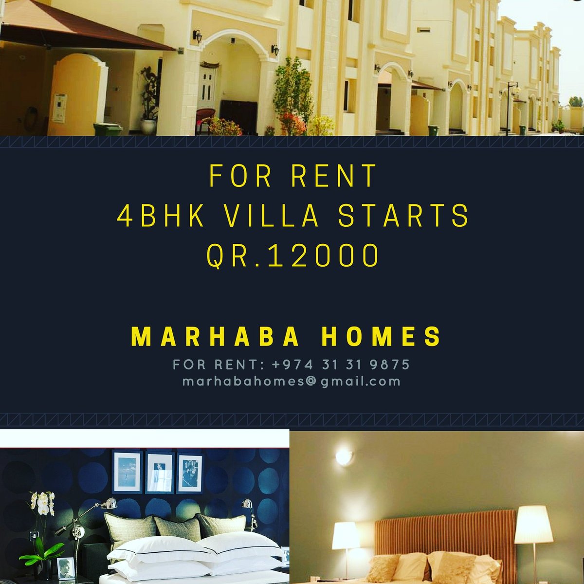 MARHABAHOMEFORU's tweet image. 4BHK compound villa available in Muraikh area with luxury facilities.
Rent Qr.12000 only!!

For view call us: 31 31 9875