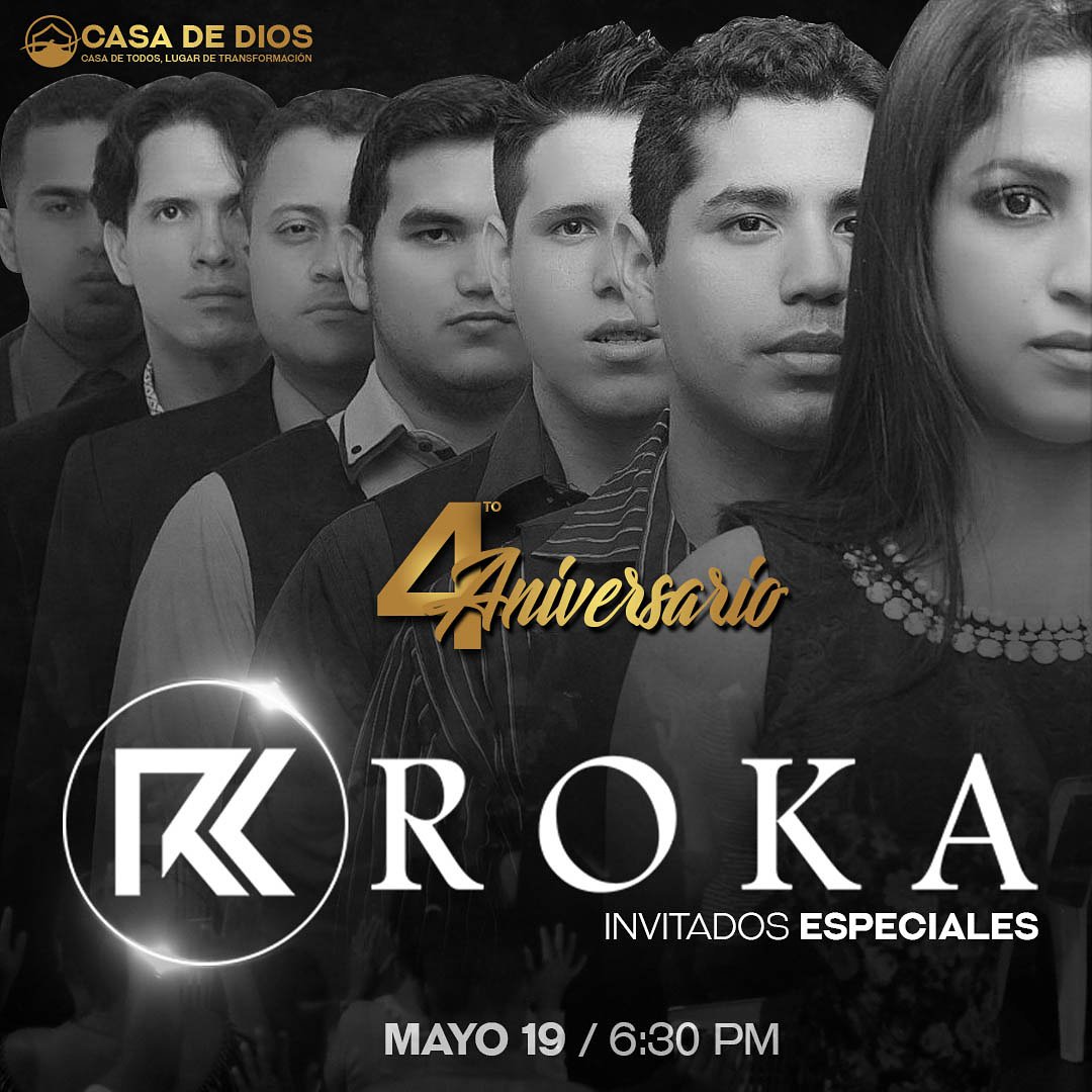BislanROKA's tweet photo. Nos vemos este próximo #19may en #PuertoOrdaz para el 4to Aniversario de #CasaDeDios. ¡Te Esperamos! #Roka @GrupoRoka. Info: @CasadeDiosPoz https://t.co/kBhW4OPh9Q