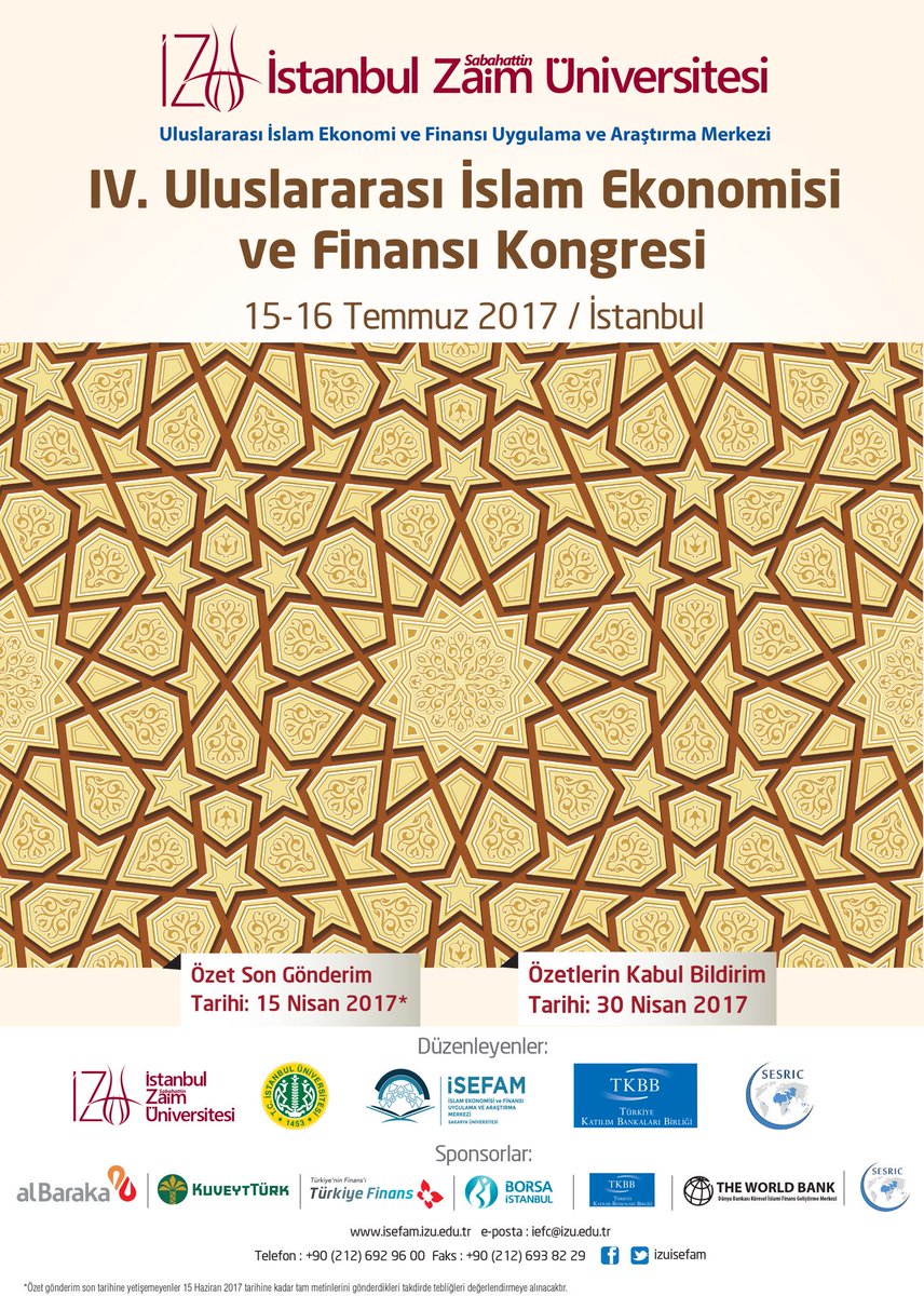 isefam_sau's tweet photo. Uluslararası İslam Ekonomisi ve Finansı Kongresi. 3 merkezin ortaklığıyla 15-16Temmuz'da İstanbul'da... @isefam_sau @irciefizu @isifam_iu https://t.co/yBYr1remka