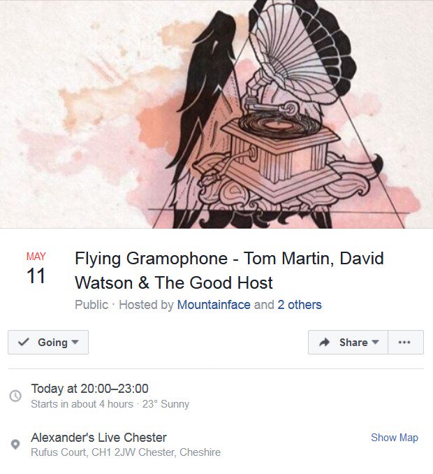 phillipallan's tweet photo. David Watson #TONIGHT @ #Alexanders #Chester Thur 11 May 2017 #DavidBBWatson with #MountainFace #TheGoodHost #ChesterSongwriters #livemusic https://t.co/Qwbb7L4iyI