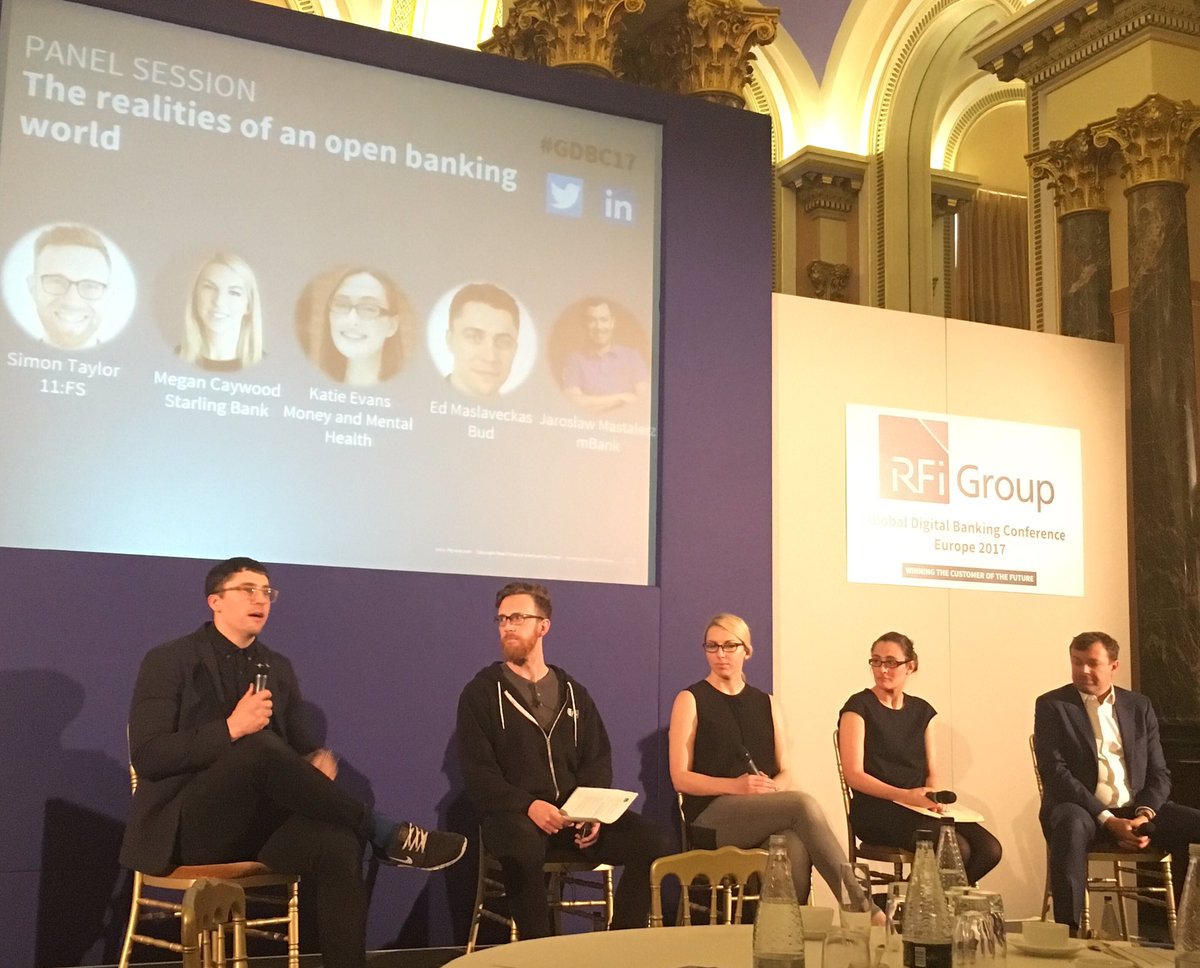 Jonostler's tweet photo. Great panel "realities of #openbanking" interesting times! @katieuevans @sytaylor @MeganCaywood @Ed_Masl @JaMastalerz #GDBC17 https://t.co/niyGi5B7QK