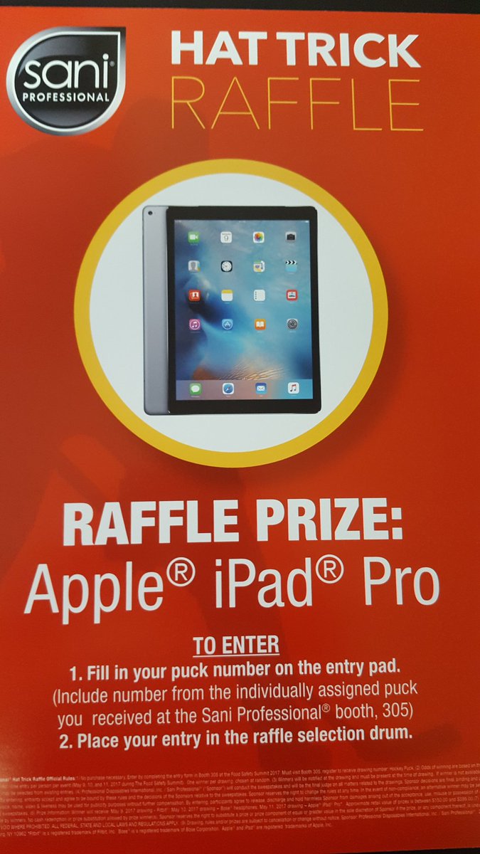 WeAreSaniPro's tweet photo. Raffle #3: Join us at 11 at the #FoodSafetySummit Solutions Stage with your hockey puck for a chance to win an IPad Pro.
#winthisfoodfight https://t.co/gmN3Uv4wzk