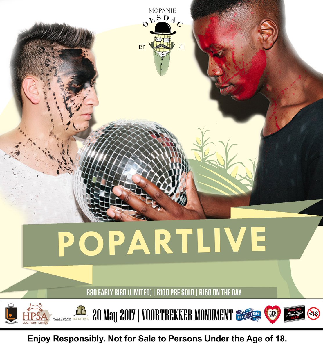 We promise this isn't a joke but <a href="/PopArtlive/">Popartlive</a> is joining us at #Oesdag2017. Don't talk, scream!!! #MielieMe