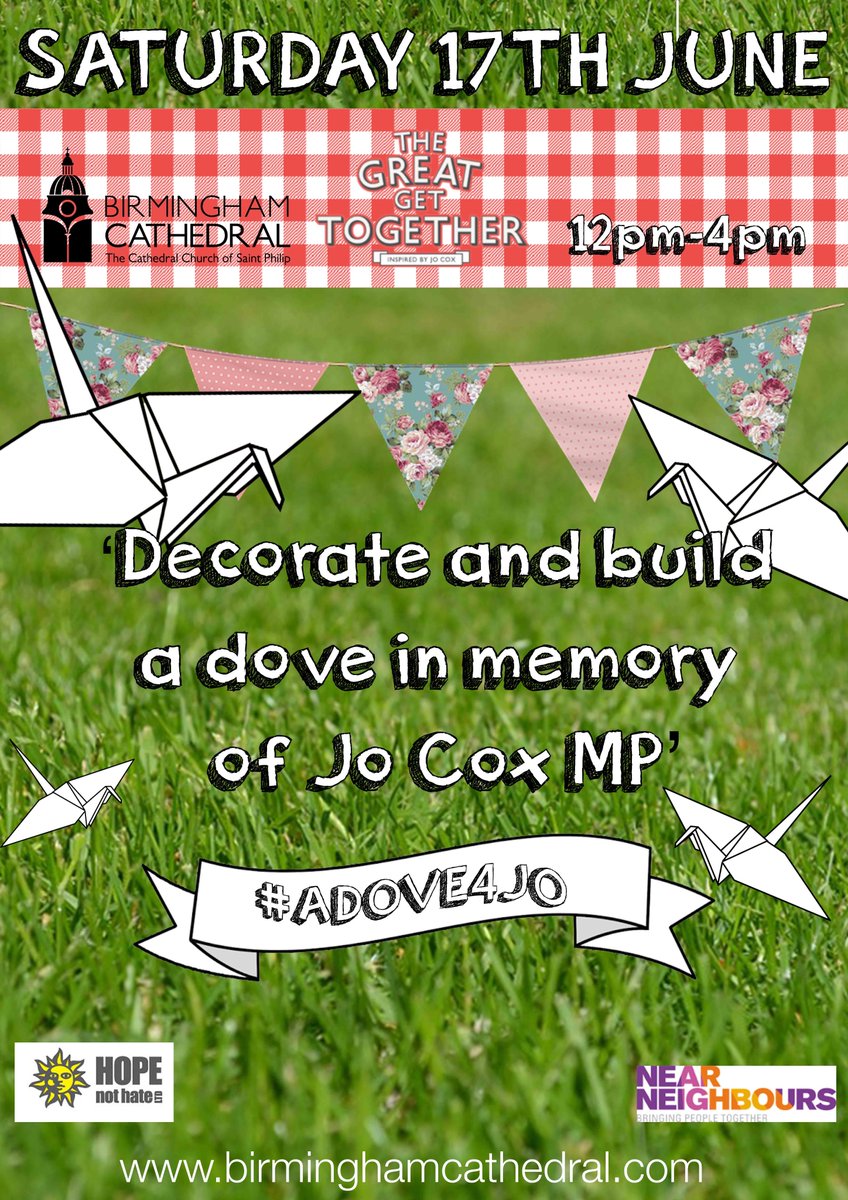 bhamcathedral's tweet photo. Proud to launch #dove4jo packs https://t.co/jVHsJm7LbH  build &amp; decorate a dove &amp; bring it along on 17.06 @great_together @JoCoxFoundation https://t.co/bttvt94APC